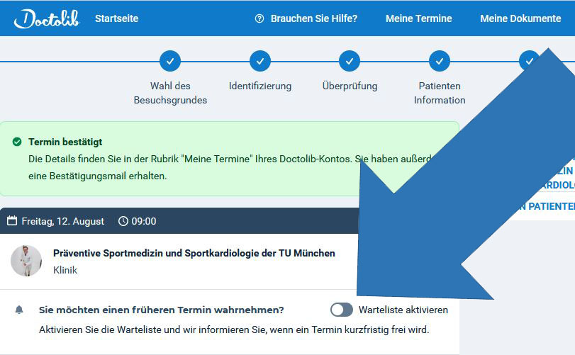 doctolib warteliste aktivieren